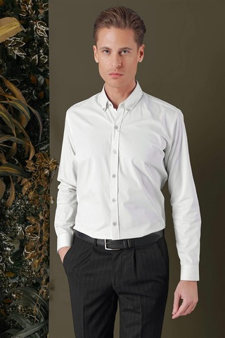 Efor Gk 711 Slim Fit Mavi Klasik Gömlek Mavi