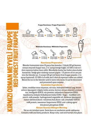 Oze Kırmızı Orman Meyveli Frappe Tozu 250 G