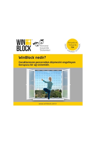 ORTA BOY - WINBLOCK Çocuklar için Pencere Çelik Güvenlik Ağı – Ye