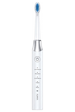 Auhma Amf13 Beyaz Elektrikli Diş Fırçası Şarjlı 5 Mod Ipx7 Su Geçirmez 4 Başlıklı Yumuşak