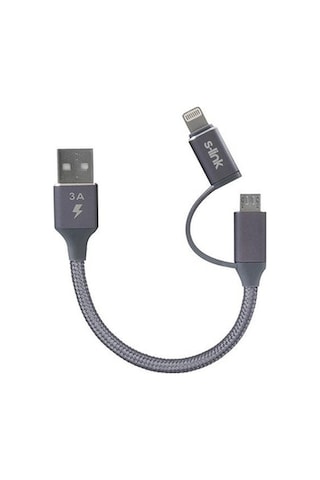 S-Link Swapp Powerbank Kısa Şarj Kablosu Apple iPhone Uyumlu 6/7/8/X + Micro U