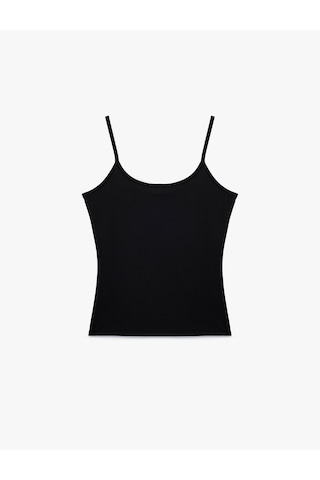 Koton U Yaka Kolsuz Slim Fit Basic Atlet Siyah 6sal30058ık