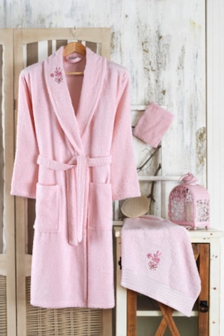 Güvenal Rüya 5 Parça Nakışlı Bornoz Seti | Bornoz Takımı