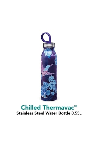 Aladdin X Naito Chilled Thermavac Paslanmaz Çelik Su Şişesi 0.55 Lt Mor Siyah