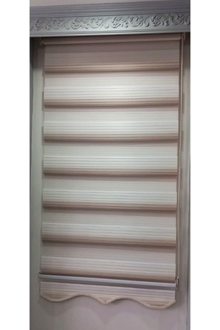 Kahverengi Renk Geçişli Plise Zebra Perde Etek Dilimli