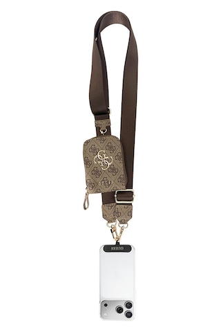 Guess Orjinal Lisanslı 4g Desenli Büyük Metal Logolu Omuz Askılı Purse El Çantası Kahverengi