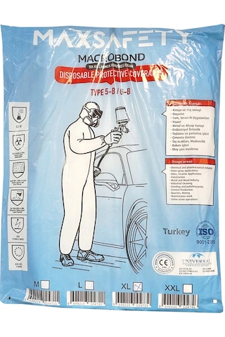 Maxsafety Macrobond Tek Kullanımlık Koruyucu İş Güvenliği Tulum Xl Beden