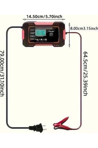 Tongxida 12v Akıllı Akü Şarj Cihazı 4-100ah, Agm/gel/sla İçin, Pulse Tamir Ve Sıcaklık Kompanzasyonu, Avrupa Standartı Sarı