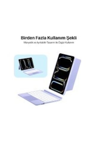 Bix Ik02 Manyetik Ayrılabilir İpad Uyumlu Için Touchpad Li Klavye Kılıfı Bluetooth 6.0 Type-c Şarjlı 7 Renk Bant