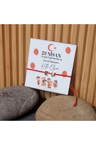 Uretti - Özlem 9422 - 4015 Ay Yıldız Temalı 5'li Paket 23 Nisan Çocuk Bilekliği - Gold Renk Sarı