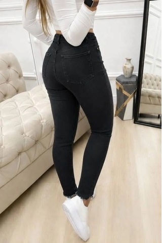 Valensdesign Kadın Yüksek Bel Yırtık Desenli Skınny Kot Pantolon Siyah