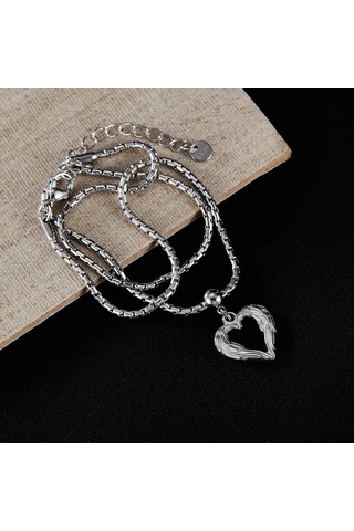 Opk Gx2410 Kişiselleştirilmiş Vintage Tüy Kalp Alaşımlı Kolye Çelik Kolye Çok Renkli