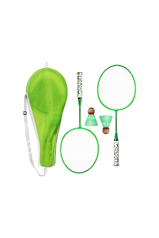 Vkemall Yeşil Çocuk Badminton Raketi Seti - Demir Alaşımlı 2 Adet Raket, Top Ve Çantası 53.5cm