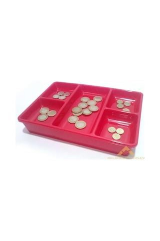Kasa İçi Kullanışlı Para Kutusu 20x27cm Çift Üniteli 5 Bölme Çekmece İçi Bozuk Ve Kağıt Para Kutusu