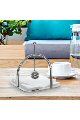 Homyl Kağıt Peçetelik Kare Peçete Standı Dispenser Masası Gümüş