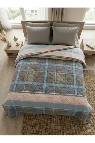 Elegancehome Desenli Yatak Örtüsü 200x220 Cm - Çift Kişilik Mikrofiber Yumuşak Dokulu Bej