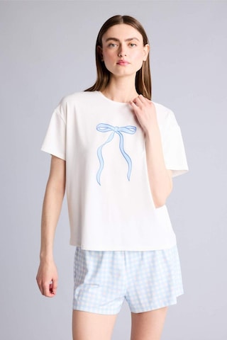 Defacto Regular Fıt Kısa Kollu 2li Softshell Şort Tişört Pijama Takım H7073ax26smbe745 Mavi-be745