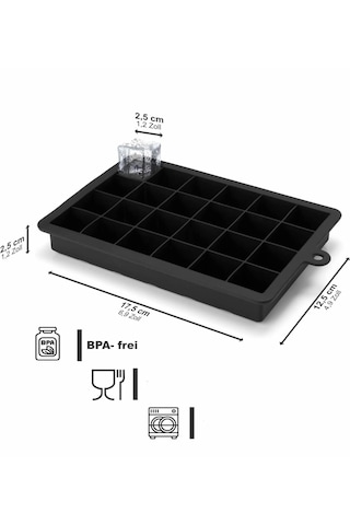 By Como Pratik 24'lü Sililkon Kare Buz Kalıbı Siyah
