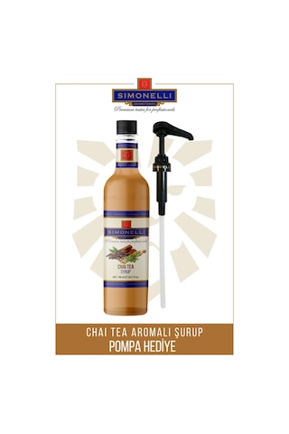 Simoenlli Kahve Şurubu Chai Tea Aromalı 700 ML + Pompa Simonelli