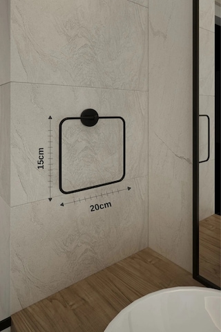 Yapışkanlı Kare Uzun Havluluk Kare Havluluk Halka Havluluk Banyo Aksesuar Seti Siyah