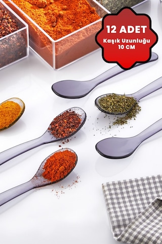 Mithra Life 12 Li Gri Baharat Bal Ve Servis Kaşığı Mıt1138 Gri