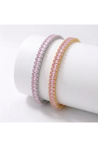 Moncuk Design 5mm Pembe Zirkon Taşlı Ayarlanabilir Su Yolu Kadın Bileklik 3351kbv4d1 Sarı