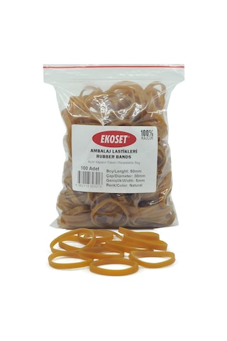 Ekoset 50X5Mm Geniş Kauçuk Paket Ambalaj Lastiği 100 Adet