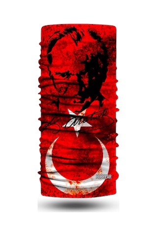 Bobrear Atatürk İmzalı Türk Bayrağı Desenli Çok Amaçlı Buff Bandana Boyunluk Çok Renkli