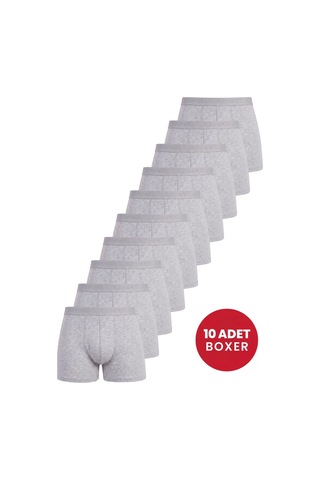 Astrid T Delux Serisi Normal Bel Rahat Tarz Casual Giyim Erkek Gri Boxer 10'lu Paket Pamuklu Likralı
