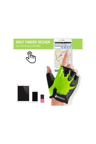 Yuntech01 Yeşil L Beden Sbr Ve Silikonlu Yarı Parmak Antrenman Eldiveni - Dayanıklı, Nefes Alıcı, Kaymaz Önleyici - Bisiklet, Ağırlık Çekme İçin Yeşil