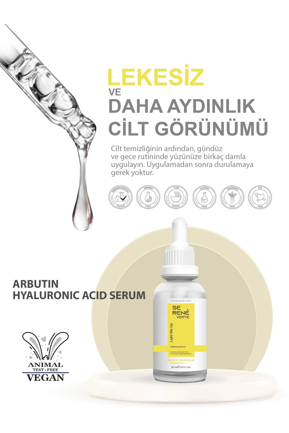 Se Rene Verte Leke Karşıtı Arbutin Cilt Bakım Serumu 30 Ml Arbutin %2 + Hyaluronic Acid