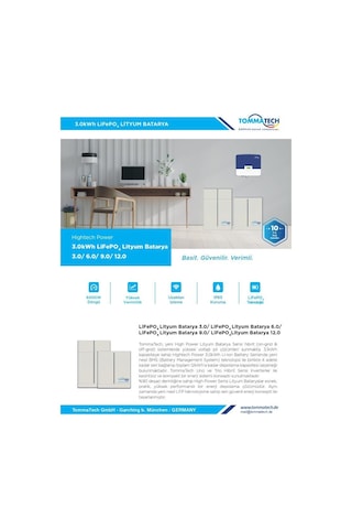 Tommatech Hightech Power 3kwh Lityum Batarya Btry-tt-01-hp-3.0