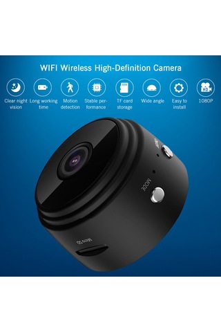 Padalink Siyah Mini Wifi Güvenlik Kamerası - 1080p Hd, 2mp, 150 Geniş Açı, İki Infrared Gece Görüşü, Hareket Algılama, 128gb Ek Depolama, Manyetik Montaj, Döner Tabanlı Ev/pet/çocuk İzleme Kamerası