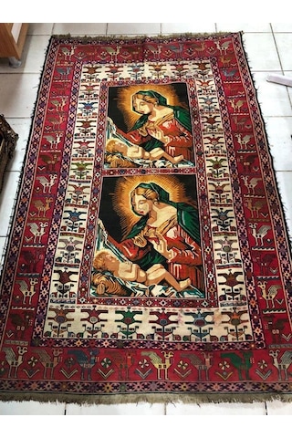 Meryem Ana - İsa Desenli El Dokuma Kilim Halı 114x187 cm