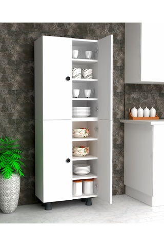 Manas Tamamı Mdf 8 Raflı Çok Amaçlı Mutfak Ayakkabılık Dolap 70cm Beyaz