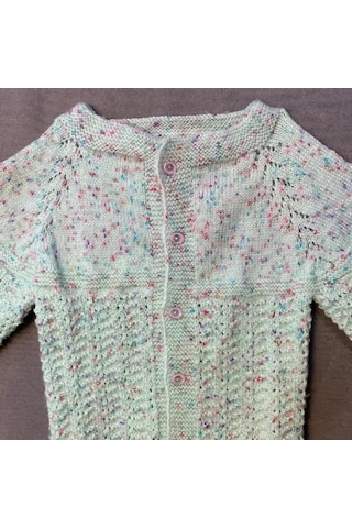 Uretti - Kadir 7704 - El Örgüsü Ebruli Yün Kız Bebek Hırkası - 12 / 18 Ay Çok Renkli