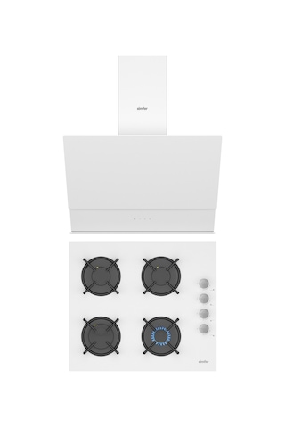 Simfer QS Beyaz 2'li Cam Ankastre Set (3507 Ocak + 8704 Davlumbaz)