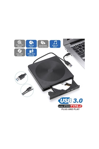 Ximistore9 Usb 3.0 + Type-c Dışarıdaki Optik Sürücü, Cd/dvd Okuma-yazma, Plug And Play, Windows/mac Uyumlu, Abs Malzeme