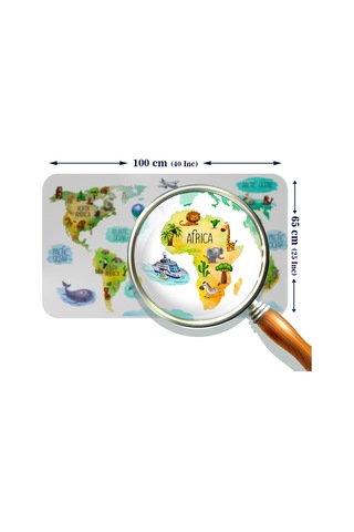 Eğitici Dünya Haritası Dünya Atlası Çocuk Ve Bebek Odası Duvar Sticker -60x105-3807 Çok Renkli