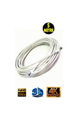 5 Metre 64 Tel Rg6/u4 Full Hd 3d 4k Anten Tv Çanak Uydu Lnb Kablosu F Konnektör Takılı Hazır
