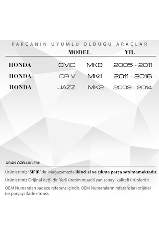 Honda Jazz, Civic, CR-V için Ayna Dişlisi