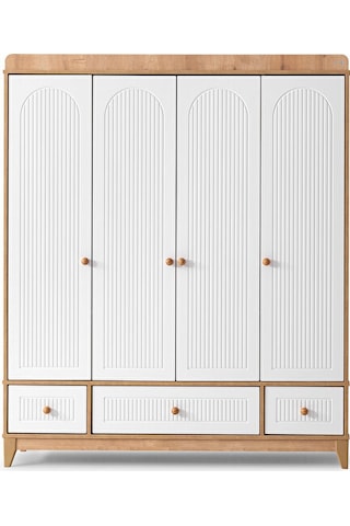 Aymini Strada 4 Kapılı Bebek Odası Takımı Ahşap - Beyaz