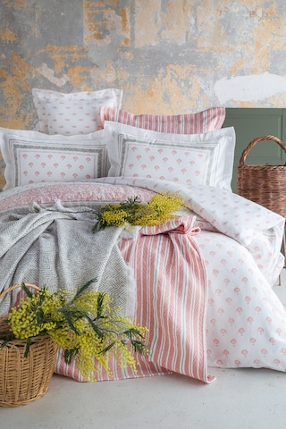 Apricitas Home Florantine Blush Çift Kişilik %100 Pamuk Nevresim Takımı Ve Battaniye-yatak Örtüsü Seti Pembe