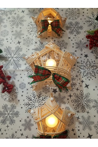 Bambu Noel Mumluk 3'lü Tealight Bej