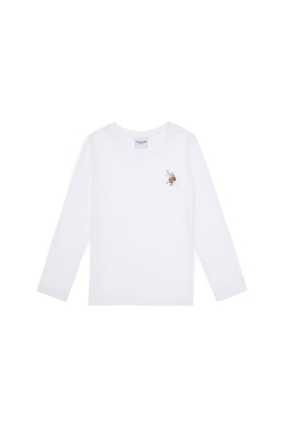 U.S. Polo Assn. Kız Çocuk Beyaz Bisiklet Yaka Basic Sweatshirt 50317915-VR013