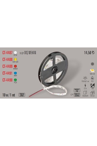Cata 5 Metre On Çip Slikonlu Şerit Led Dış Mekana Uygun Beyaz (472531628)