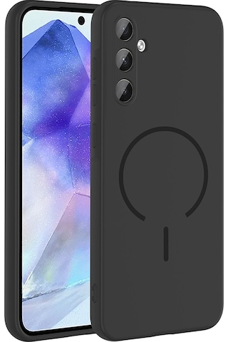 Samsung Galaxy Uyumlu  A57 Kılıf Meta Lansman M-safe Kamera Korumalı İçi Kadife Yumuşak Renkli Süet Silikon Siyah