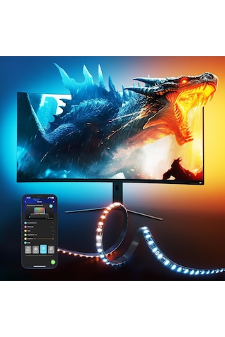 Monitör G1 İçin Govee Oyun Işığı, 27-34 İnç Tv Veya Pc İçin Tv Led Arka Işığı, Akıllı Rgbıc Wi-fi Tv Arka Işığı, 123 Sahne Modu Uygulama Kontrolü İle Çift Işık Boncukları, Alexa İle Uyumlu Siyah