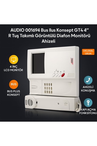 Audıo 001694 Bus Plus Konsept Gta 4 R Tuş Takımlı Görüntülü Diafon Monitörü Ahizeli
