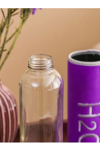 H2o Kadife Kılıflı Cam Matara 600 Ml - Renk Seçenekli Çok Renkli